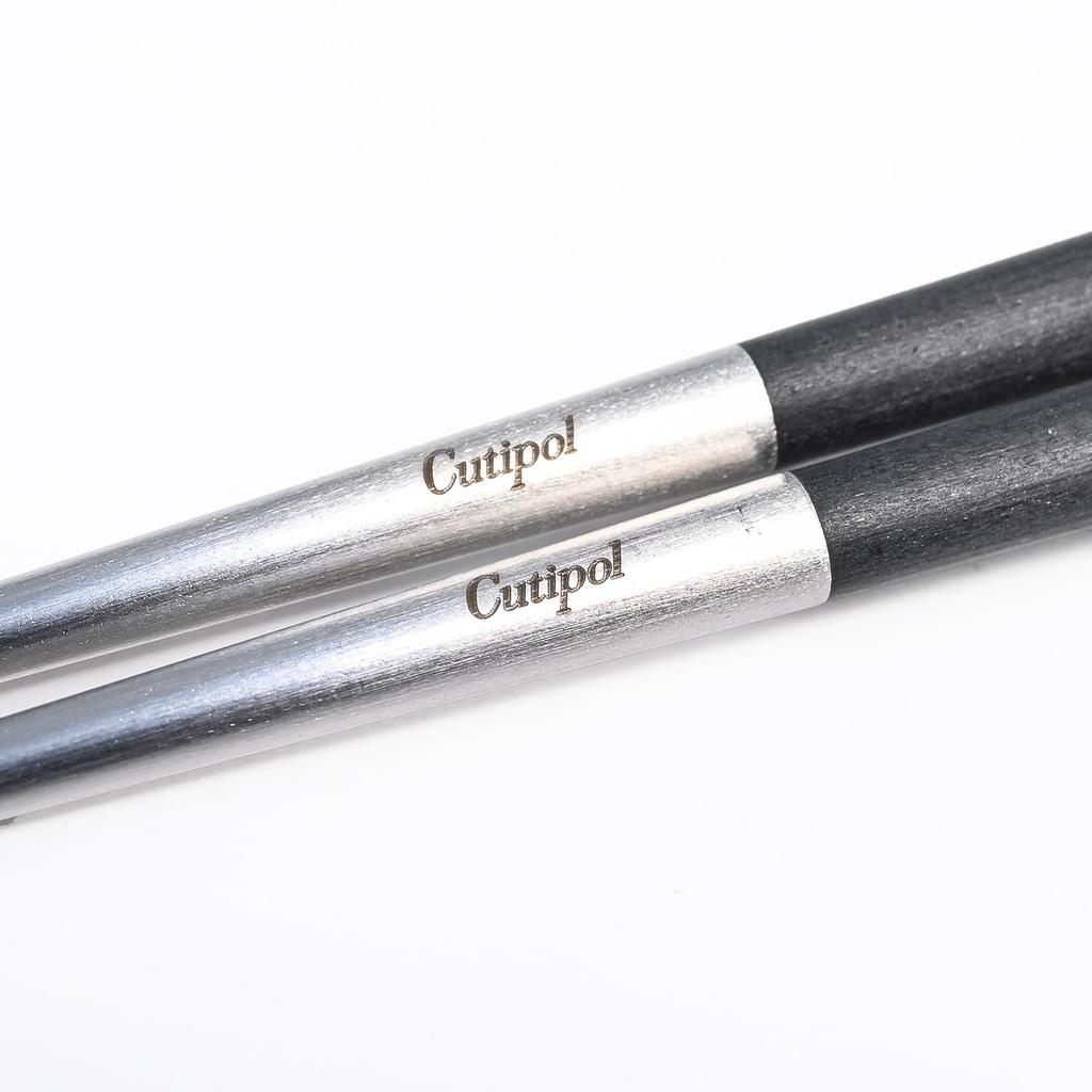 Cutipol KUBE Chopsticks and Chopstick Rest Set, 22.5cm, Handmade Cutlery, Silver/Black, KU39 [Parallel Import]