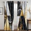 Ready-made Abstract Marble Blue Gold Design Cheap Modern Thin 2 Pieces Curtains for Living Room Bedroom Window Drape Home Decor