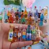 Miniature Toy Beverage Bottles with Cartoon Stickers - Resin Accessories for Convenience Store Display