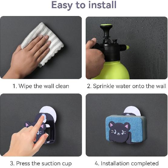 Küchenschwammhalter, 2 Stück Niedliche Katzenform Wasserhahn-Schwammhalter Ohne Bohren Saugnapf Organizer Korb für Schwämme Seifen Bürsten