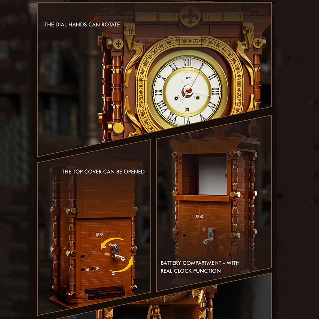 Non-Toxic 751Pcs Vintage Swing Clock Building Block Toys Set 3D Puzzle Model With Alarm Function Creative Desk Decor Christmas Gifts