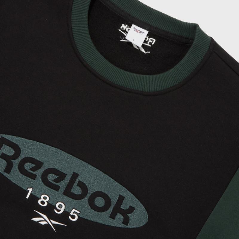 Reebok Heritage Colorblock Sweatshirt   Black Green Rets5fm42bk