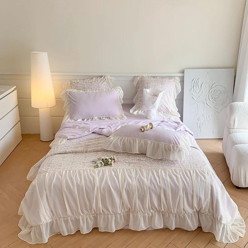 Helena French Style  Summer Quilt Set  New Sweetheart Bow Summer Four Piece Set Soft Cool Blanket Duvet Air-Condition Quilt