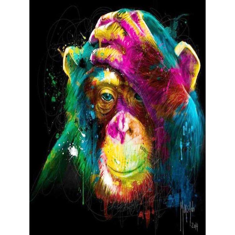 DIY Diamond Painting Monkey Animal Full Round Drill Diamond Embroidery  Cross Bear Dog Decoration Home 40x50cm