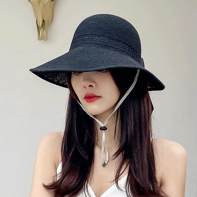 WTEMPO Pălării de Soare Femei cu Bor Lat, Culoare Solidă, de Primăvară-Vară, pentru Exterior, Respirabile, Pliabile, Casual, de Plajă, cu Protecție Solară