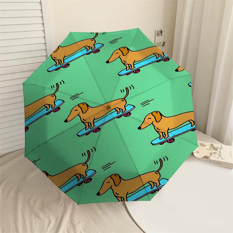 

1PC Dachshund Skateboard Umbrella-8-Rib Reinforced, Automatic Open, Lightweight & Durable, Fashion Accessory for Outdoor-L0321