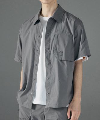 HYPERREET Men'S Hylon Active Short Sleeve Oversized Shacket [Slate Gray]_Hg2Sh050