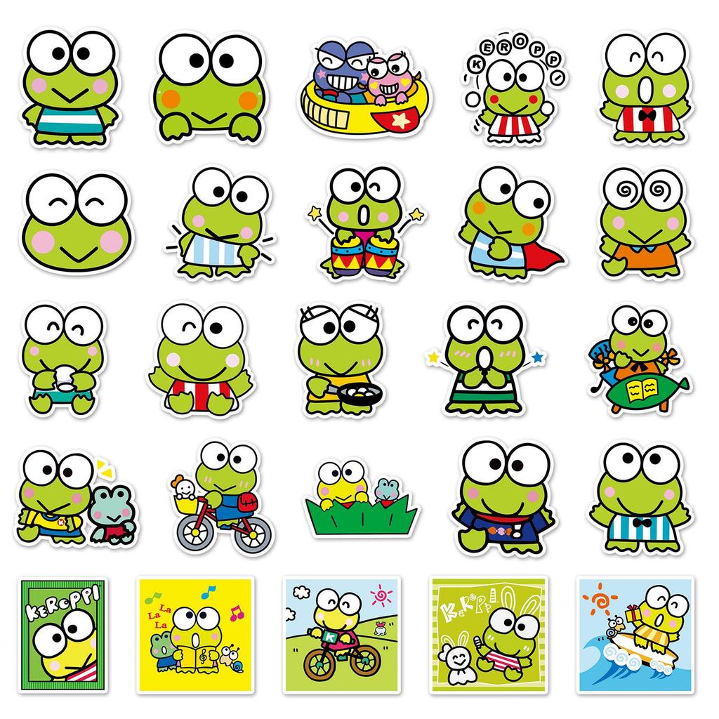 53 Sanrio Keroppi Cartoon Sticker Set for Suitcases, Laptops, and Phones