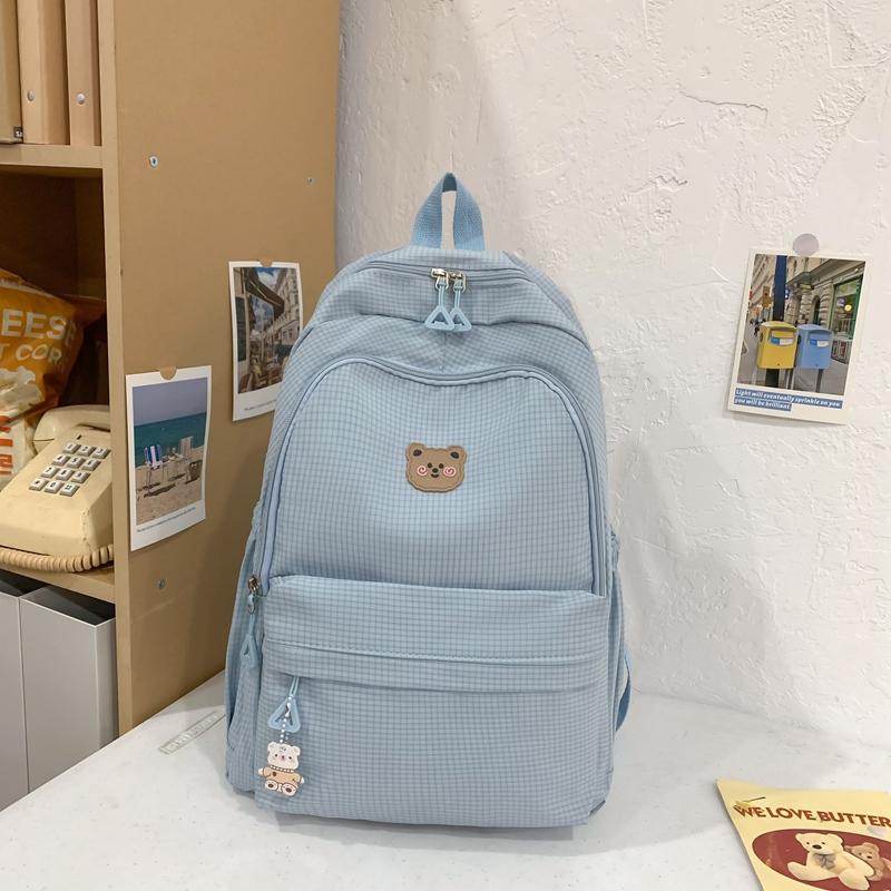 Solid Color Schoolbag Female Junior High School Student Campus Backpack Travel Backpack