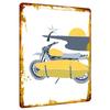 Individuelle Metall-Wandkunst Offroad-Motorrad mit gelbem Surfbrett Palmenbaum Sonnenuntergang Dekoration
