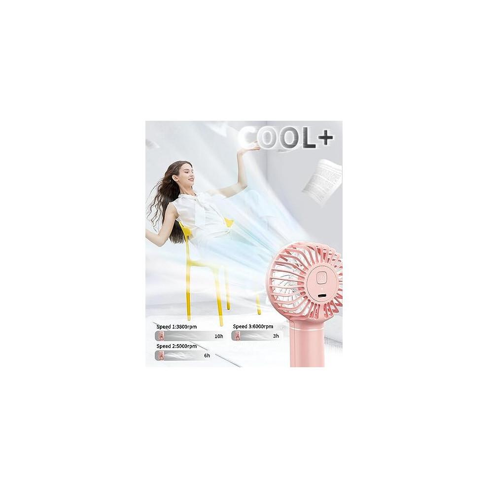 Mini Handheld Fan, Portable Personal Pocket Fan Lifetime Service Powerful Wind 3 Speeds with Lanyard and Detachable Base Cooling Desk Fan for Kids