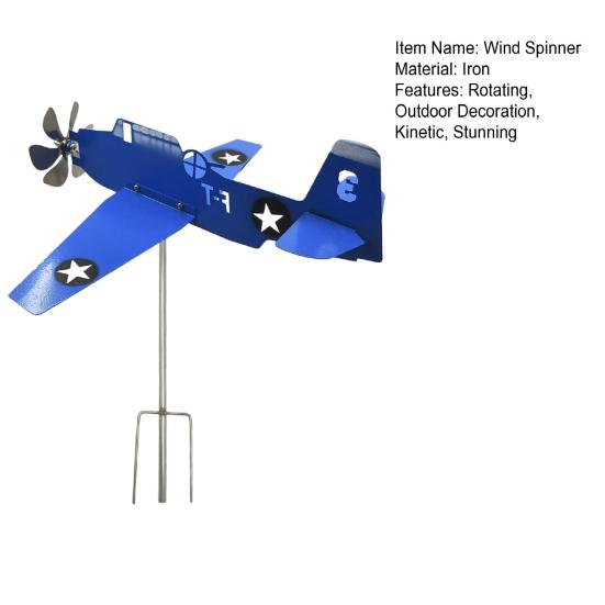 Metal Airplane Weathervane, Outdoor Garden Wind Spinner, Rotating Aircraft Yard Art Stake, 3D Kinetic Wind Sculpture for Patio, Lawn, Porch