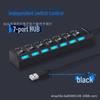 Hub USB 7 Puertos con Interruptores Independientes y Expansor de Hub de Luz de Alta Velocidad de 4 Puertos
