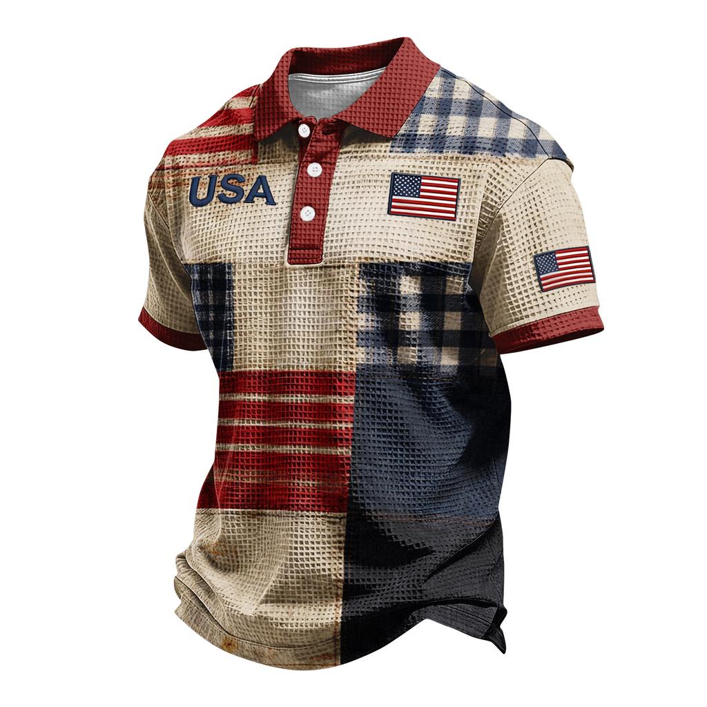 Men's Single Breasted Button Down Short Sleeved Casual And Comfortable Top