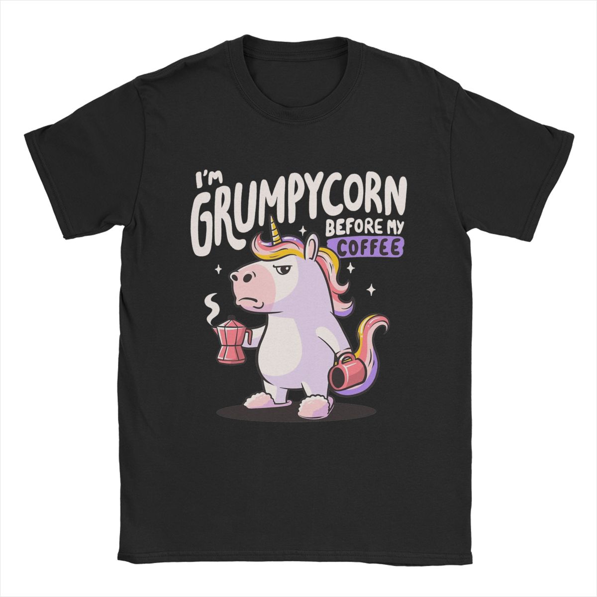 

Чоловіча Жіноча Футболка Grumpycorn Милий Буркотливий Єдиноріг Кава Подарунок Сорочка Вбрання Новинка Бавовняна Футболка Футболка Одяг Графічний Друк L чорний