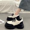 Black thick heel single shoes women's black 2024 autumn new fashionable versatile thick sole height increase small leather shoes women