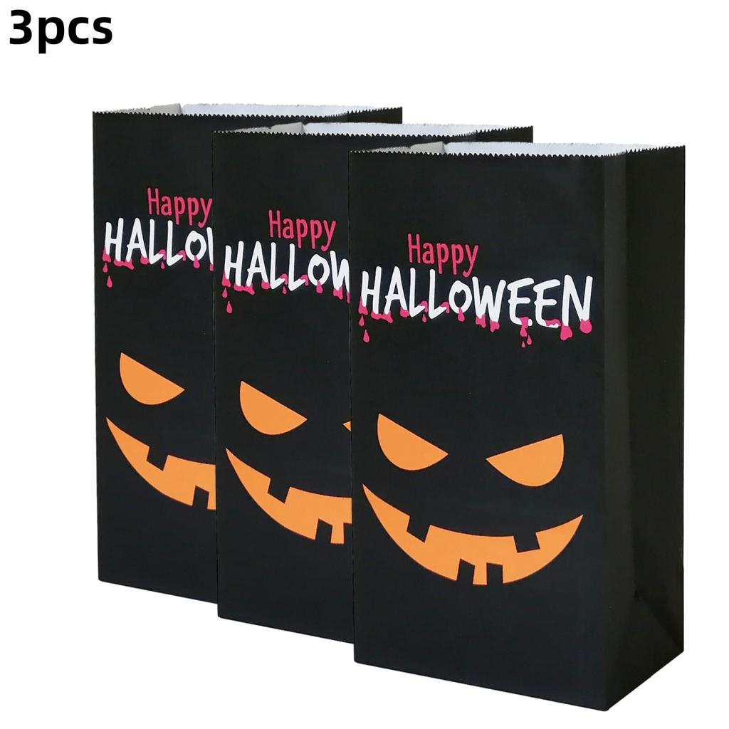 3 Stück Halloween Geschenktüten Kürbis Geist Spinne Party Süßigkeitstüten Backen Kekse Schokolade Kraftpapier Verpackungsbeutel Geschenkaufbewahrung B