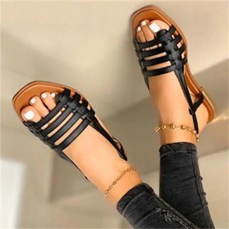 Мода 2024 Лето Новые Повседневные Сандалии с Плоской Круглой Головкой Женские Большие — фото 7