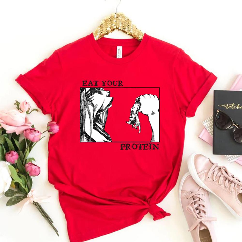Eat Your Protein T Shirt Anime Tshirt Unisex Women Summer Short Sleeves Tshirt Funny Anime Tshirt Trendy Casual Oneck Tees Tops S