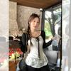 Korean Great-looking U-neck Lace Hem Vest, Sling Women's Stacked Wear Lace-up Sunscreen Cardigan, Two-piece Top Autumn
