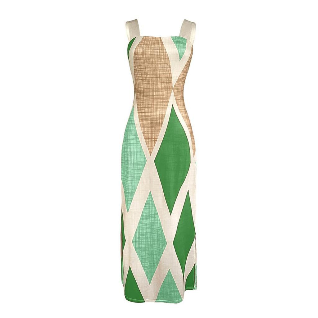 Women's Elastic Printed Long Skirt Versatile Retro Dress