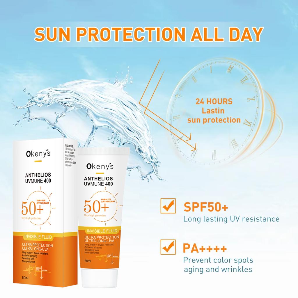 Sunscreen SPF50+ 50ml Face Body Ultra Anti-Imperfection Anti-Shine Invisible Fluid Sunscreen less