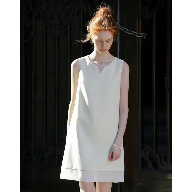 Demana Summer Chic V-Neck Sleeveless Organza Patchwork Dress M