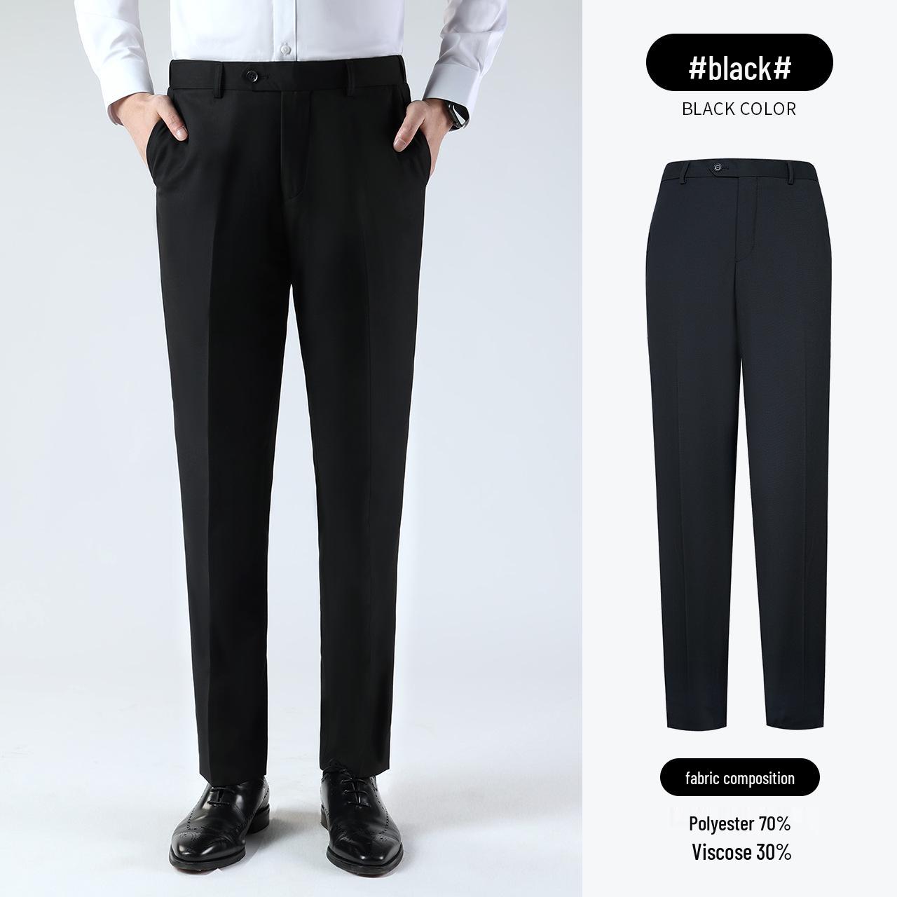

Men s Black Dress Pants: Casual Cropped Business Formal Straight-Leg Suit Pants Waist 75cm (Size 30)