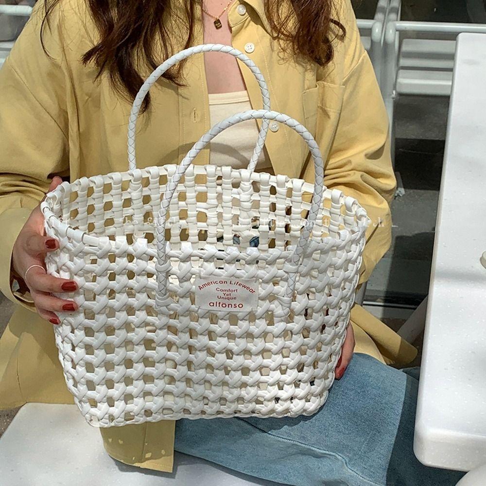 Bohemian Style Beach Tote Bag Vacation Style PVC Handbag Cute Vegetable Basket Bag Streetwear