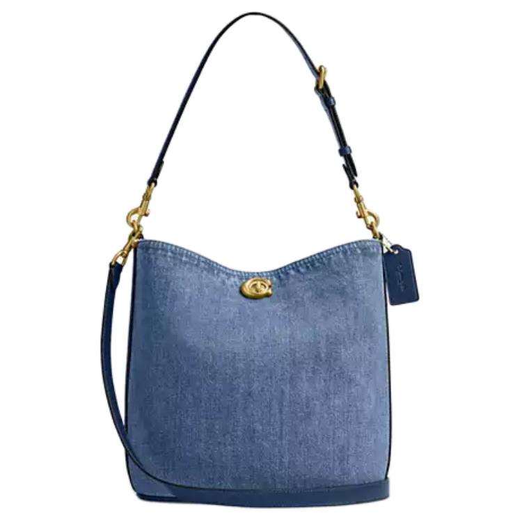 

Coach Willow 27 Soft Logo Denim Bucket Bag Women bags Dark-Blue CAT44-B4RHO Basic Set (Bag+Dust Bag)