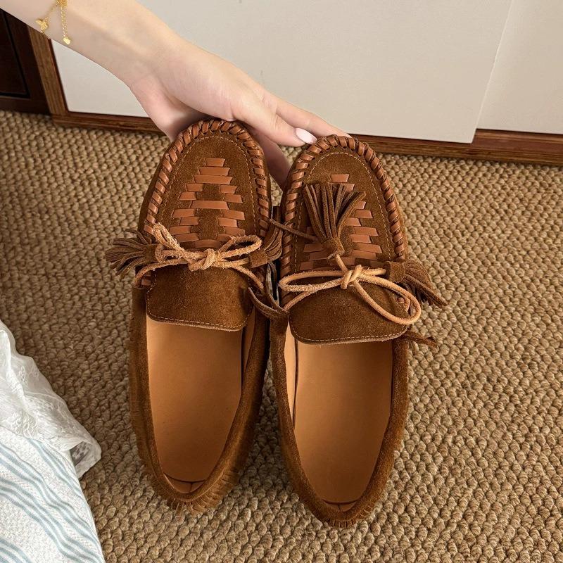 Retro brown flat bottom women's new autumn versatile loafer single shoes