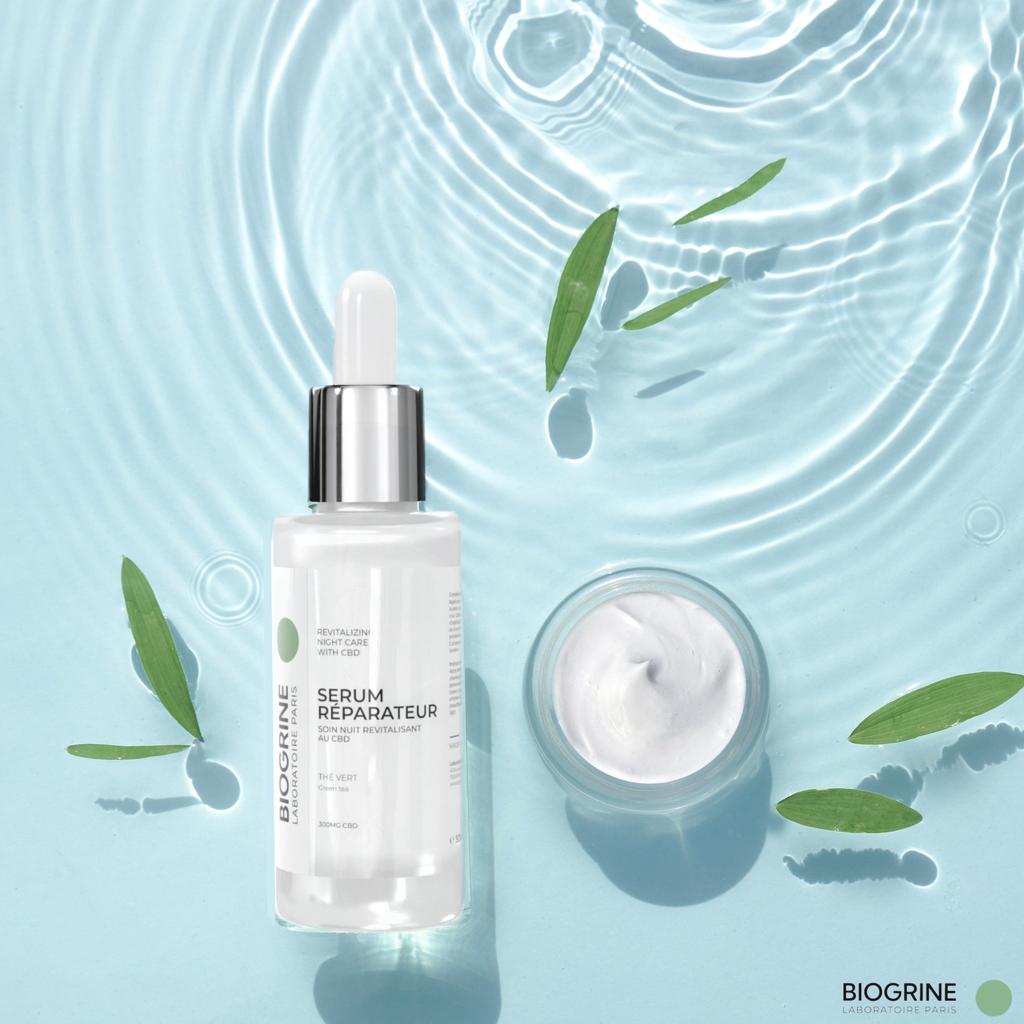 BIOGRINE SERUM NAPRAWCZE Rewitalizująca kuracja na noc z CBD|300mg CBD-30ml|Cera Mieszana|Przeciwstarzeniowa, Restrukturyzująca, Ujędrniająca