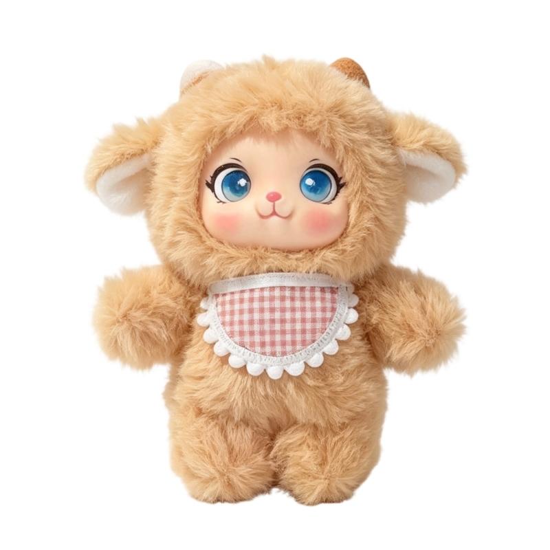 Porte-clés Charme de Sac Mignon avec Corps de Poupée Peluche, Lanière Boucle Suspendue et Détail Costume Animal Doux pour Clés et Sacs à Dos