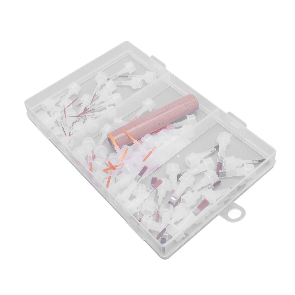 60pcs Wooden Handle Nail Brush Replacement Heads Dip Gel Nail Polish Brush  Salon Or Home Use