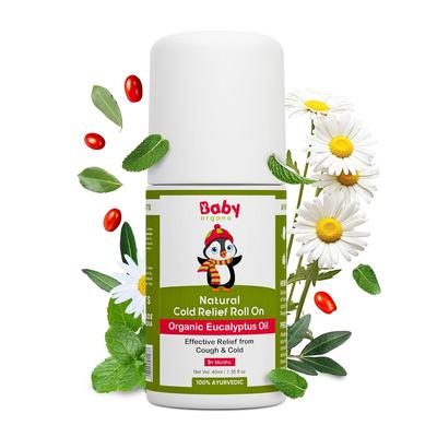 BabyOrgano® Natural Cold Relief Roll On with Organic Eucalyptus Oil for Cold and Cough | Nose Block | Chest Congestion 40ml