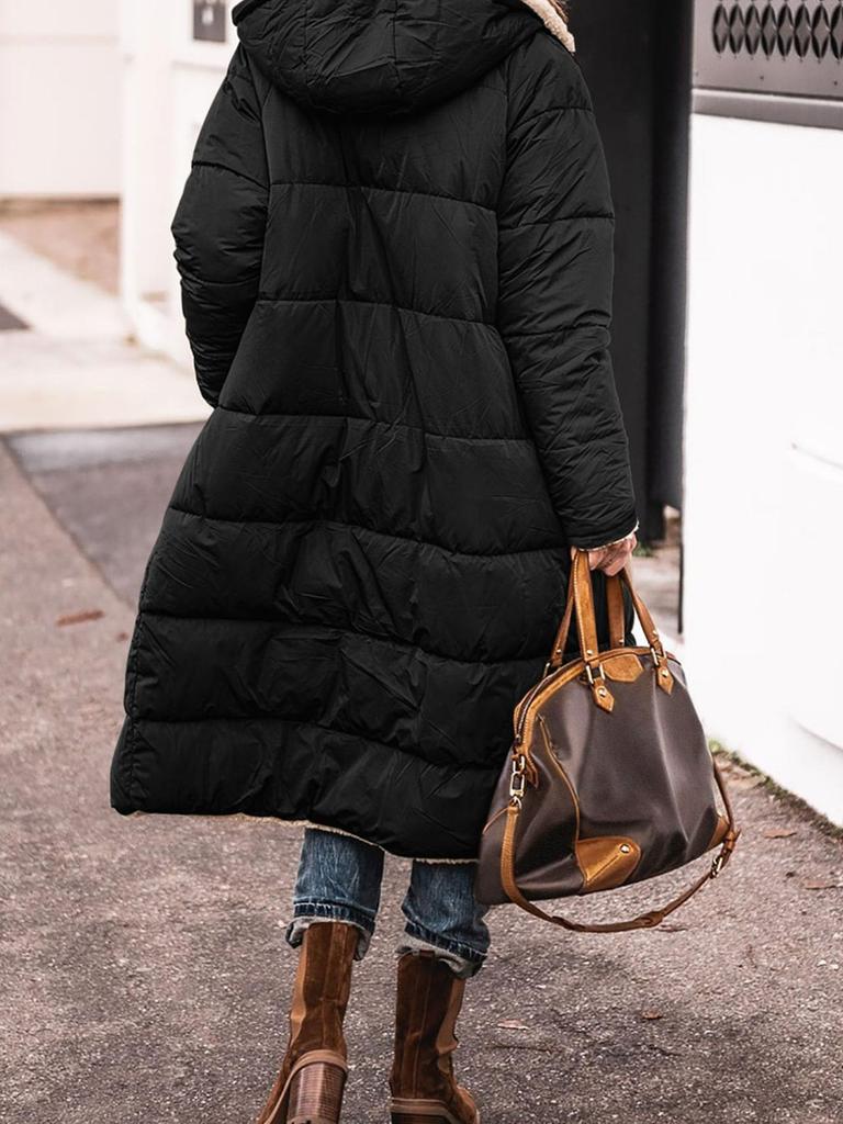 Pure Color Hooded Cotton Jacket Long Sleeve Double Sided Slim Fit Coat Top