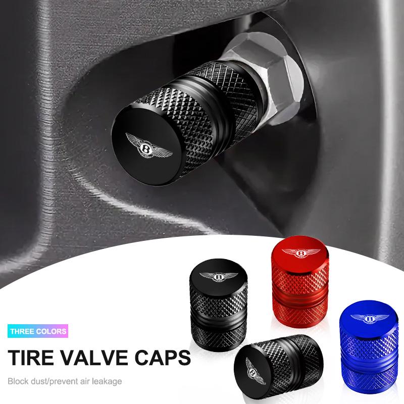 4Pcs Aluminum Alloy For Bentley Flying Spur Continental GT Bentayga Mulsanne Badge Car Tire Valve Cap Wheel Stem Dustproof Cover
