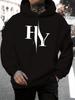2025 Unisex Casual Versatile Style Fashion Hoodie, Personalized HY Letter Print - Casual Pullover, Kangaroo Pocket, Stretchy Fabric, Machine Washable 