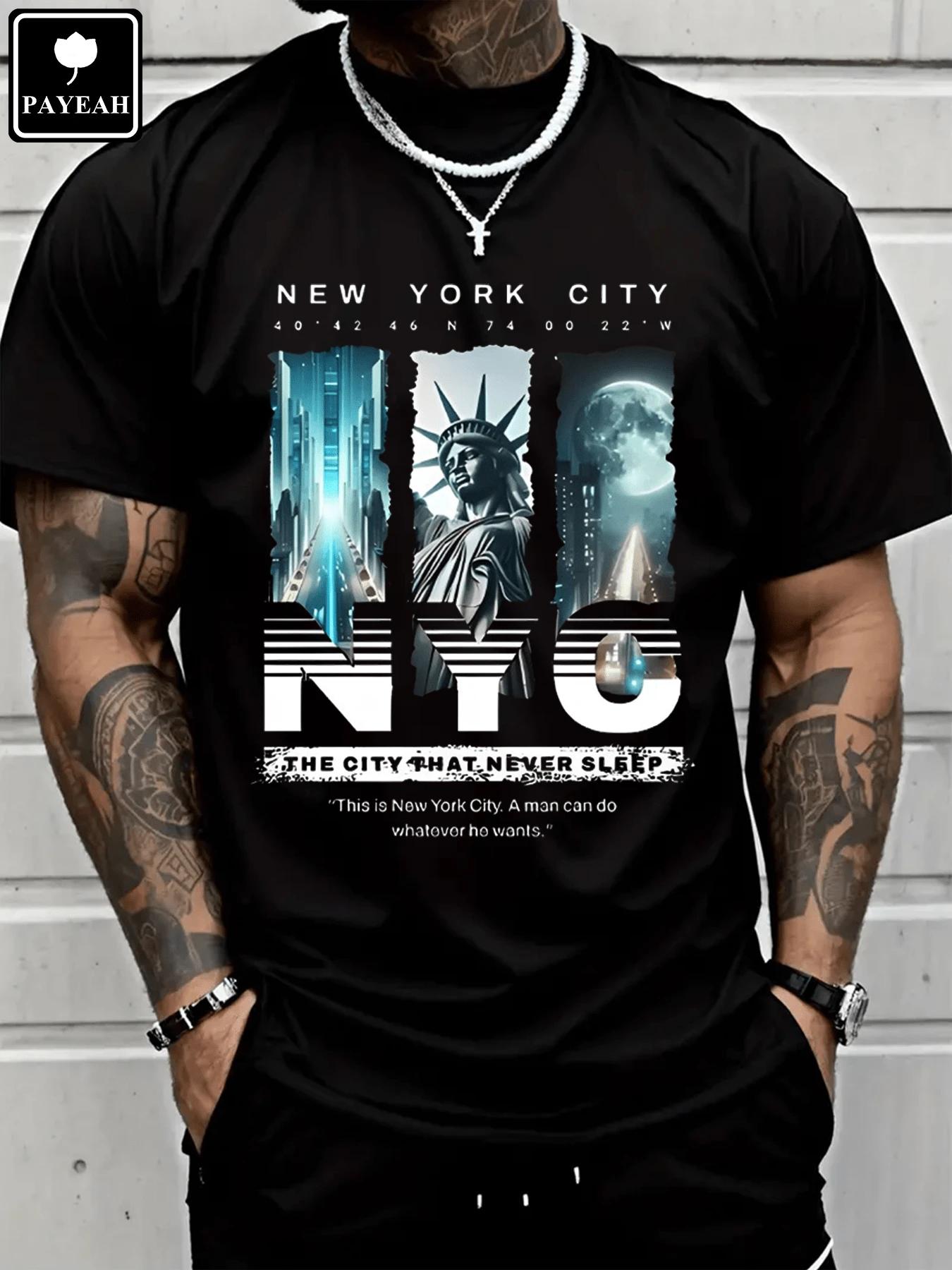 

PAYEAH New York Sky Freedom Graphic Print T-Shirt Unisex T-Shirt M