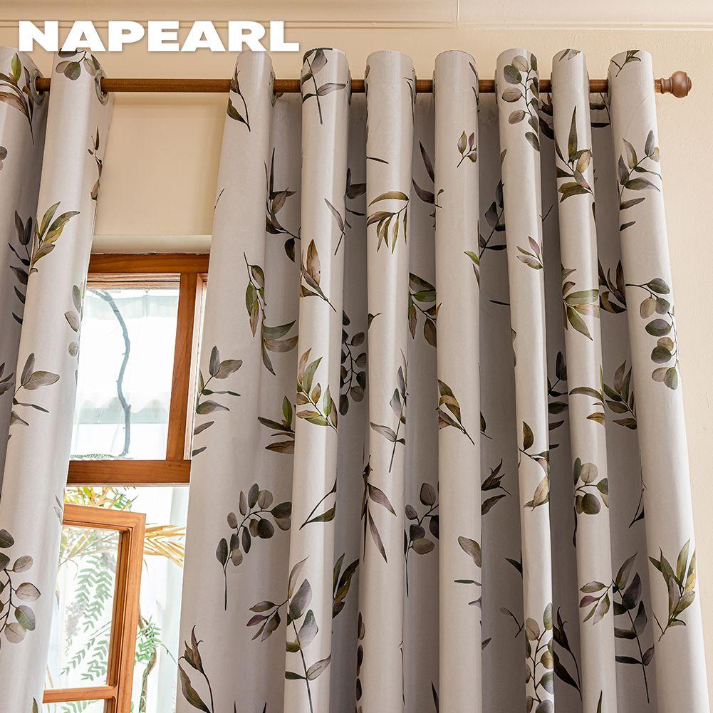 1PC NAPEARL 100% Blackout Curtains  American Countryside Style Plant Printed Curtains for Bedroom Living Room Balcony Window for Home Decor