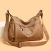 Women's Shoulder Bag Leather Versatile Double Layer Large Capacity Simplicity Retro High Quality Luxury Female's Crossbody Bags
