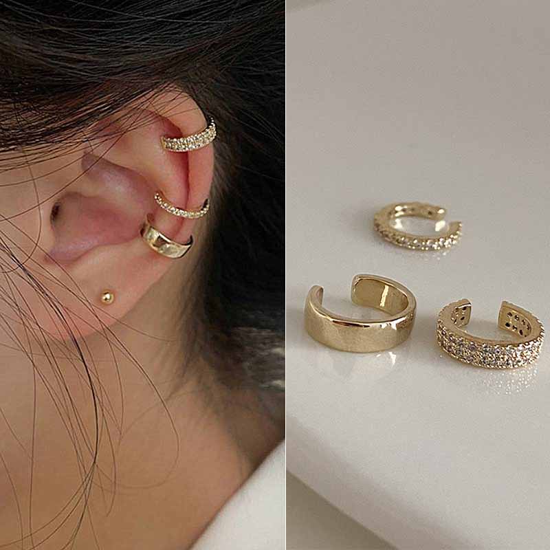 Simple Design Gold Clip Earrings for Women Non-Piercing Puck Rock Fake Cartilage Ear Cuff Trendy Jewerly