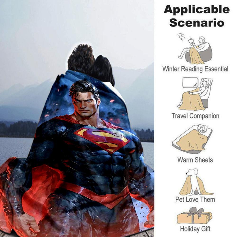 1pc Brave Superman Flannel Blanket Soft Warm Throw for Home, Office, Travel, All-Season Cozy Bedding GiftL1312