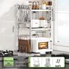 Adjustable Pull-out Microwave Oven Rack – Multi-functional Stainless Steel Shelf for Kitchen Countertop Cookware Storage