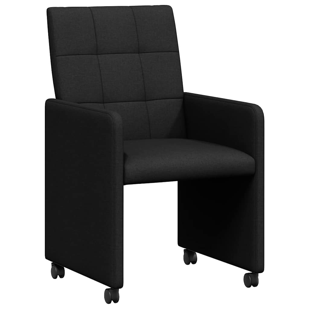 Dining Chairs with Casters 2 pcs Black 58 x 65 x 94 cm Fabric