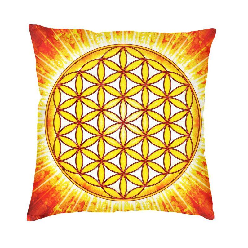 Sacred Geometry Flower Of Life Kuddfodral 45*45cm för vardagsrumssoffa Geometrisk Mandala Kuddfodral Sammets örngott