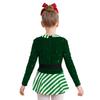 Kids Girls Candy Cane Striped Sequins Ballet Dance Shorty Unitard Dress Christmas Costume Moden Jazz Latin Performance Dancewear