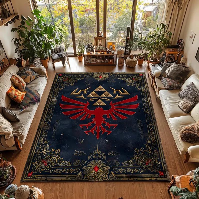 

H-hyrule Castle Rug Graffiti-Triforce Gamer Room Decor Gaming Rug for HHyrule Lovers Mystical Eclectic Gamer Christmas Gift 40x60cm
