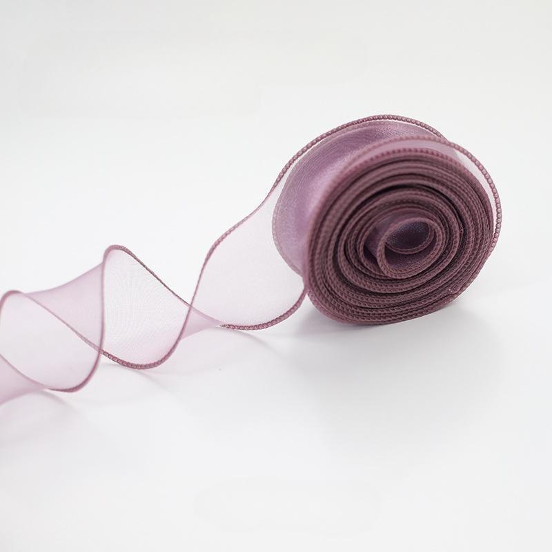 10 yards Rotolo di nastro di organza di colore pieno con bordo ondulato a coda di pesce per bouquet di fiori, regali, confezioni, decorazioni per feste di nozze
