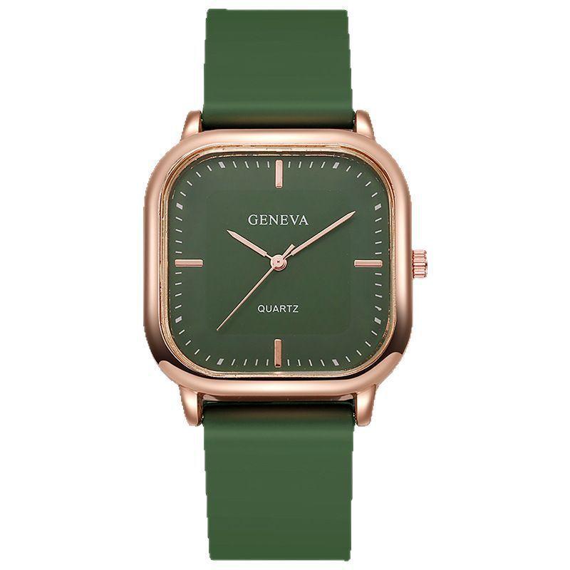 Minimalist Square Quartz Watch For Women With Silicone Band And Rose Gold Finish For Daily Wear